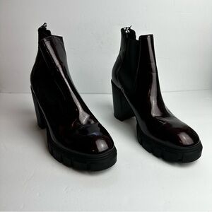 Gbg Keona Platform Chelsea Boots Women's Size 11 Shoes Cherry Red Chunky FLAW